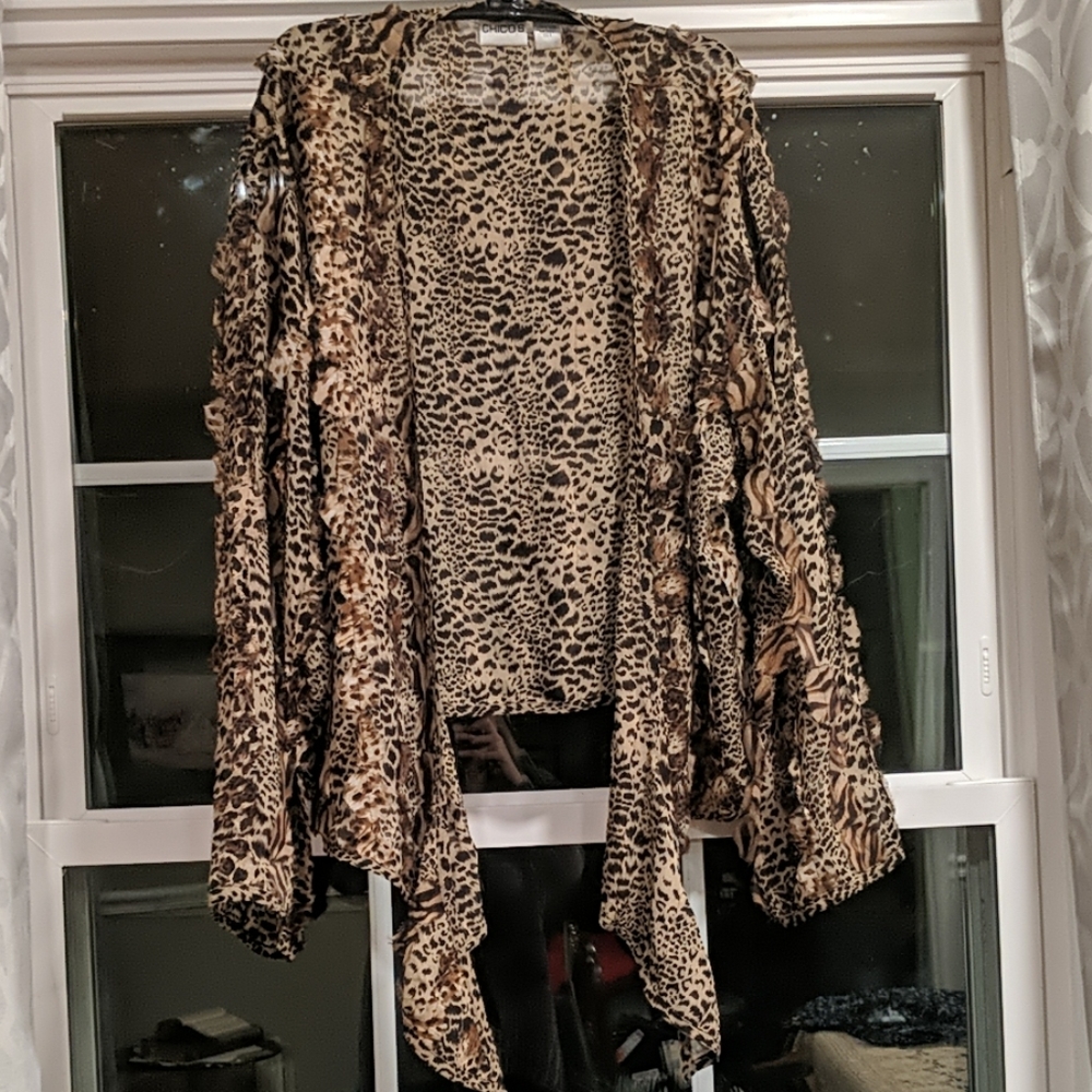 Chico's 100% silk cheetah print cardigan